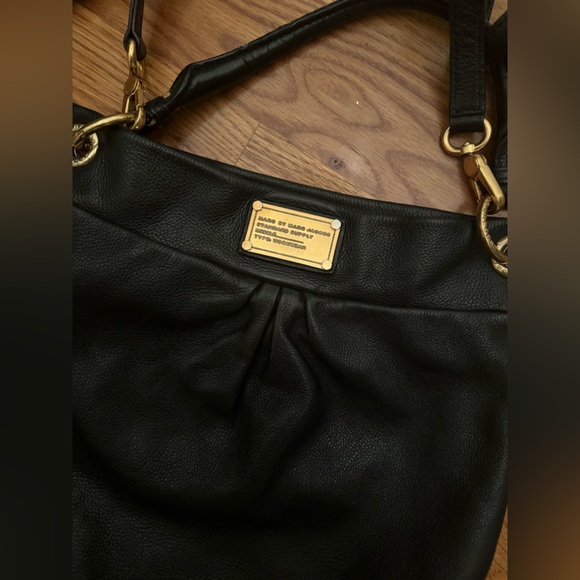 Marc Jacobs Medium Pebble Leather Black Silver Hobo Shoulder Bag Handbag Purse - Picture 4 of 8